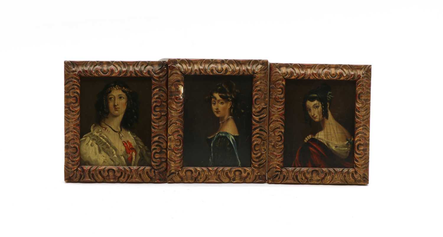 Lot 100 - A collection of three miniature oils on panel