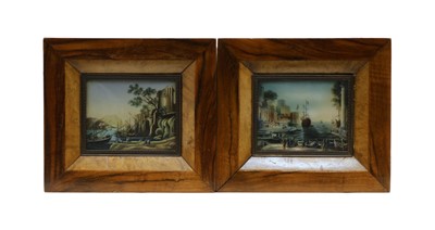 Lot 120 - A small pair of painted capriccio scenes
