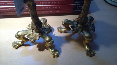 Lot 80 - A pair of late 19th century gilt bronze lizard and grape candlesticks