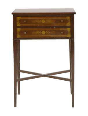 Lot 248 - A reproduction inlaid mahogany bedside table