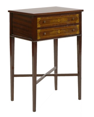 Lot 248 - A reproduction inlaid mahogany bedside table