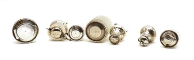 Lot 48 - Silver items, comprising a three piece cruet set by Atkin Brothers (HA) Sheffield 1919