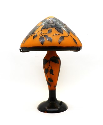 Lot 130 - A Galle style cameo glass table lamp