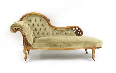 Lot 272 - A Victorian walnut chaise longue