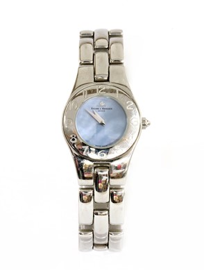 Lot 266 - A ladies' stainless steel Baume & Mercier 'Linea' quartz bracelet watch