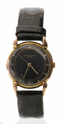 Lot 473 - A gentlemen's 18ct gold Vacheron Constantin mechanical strap watch, c.1940