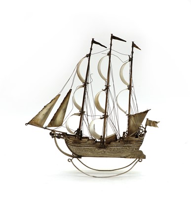 Lot 10 - A Dutch silver model of a tall ship