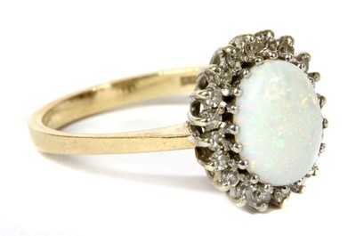 Lot 202 - A 9ct gold opal and diamond cluster ring