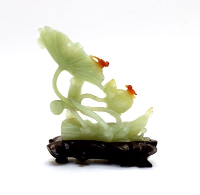 Lot 101 - A carved Asian nephrite lotus flower