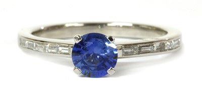 Lot 127 - A platinum sapphire and diamond ring