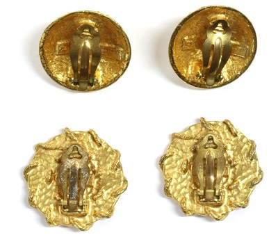 Lot 224 - Two pairs of gold-plated Balenciaga clip earrings