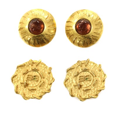 Lot 224 - Two pairs of gold-plated Balenciaga clip earrings