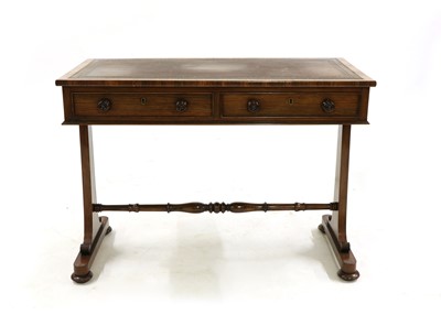 Lot 309 - A William IV rosewood two drawer writing table