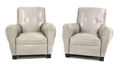 Lot 113 - A pair of Art Deco-style grey leather armchairs