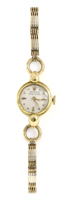 Lot 198 - A ladies' 18ct gold Rolex 'Precision' mechanical bracelet watch