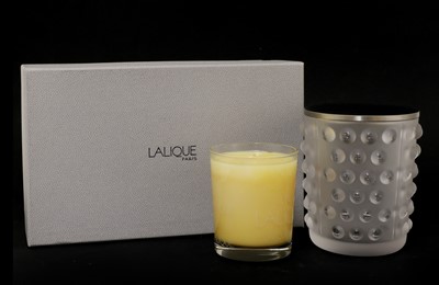 Lot 147 - A Lalique glass 'Mossi' candleholder vase