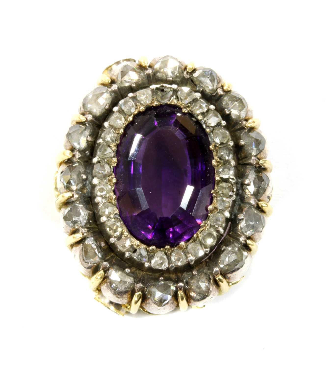 Lot 3 - A Victorian amethyst and diamond oval cluster head