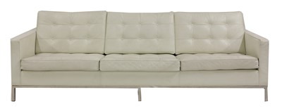Lot 669 - A Florence Knoll white leather sofa