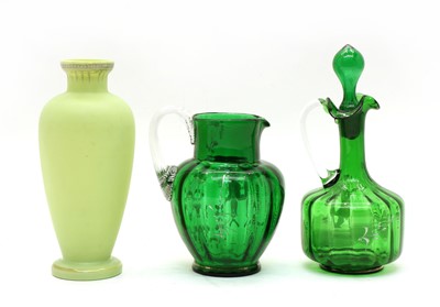 Lot 128 - A green 'Mary Gregory' ewer and stopper