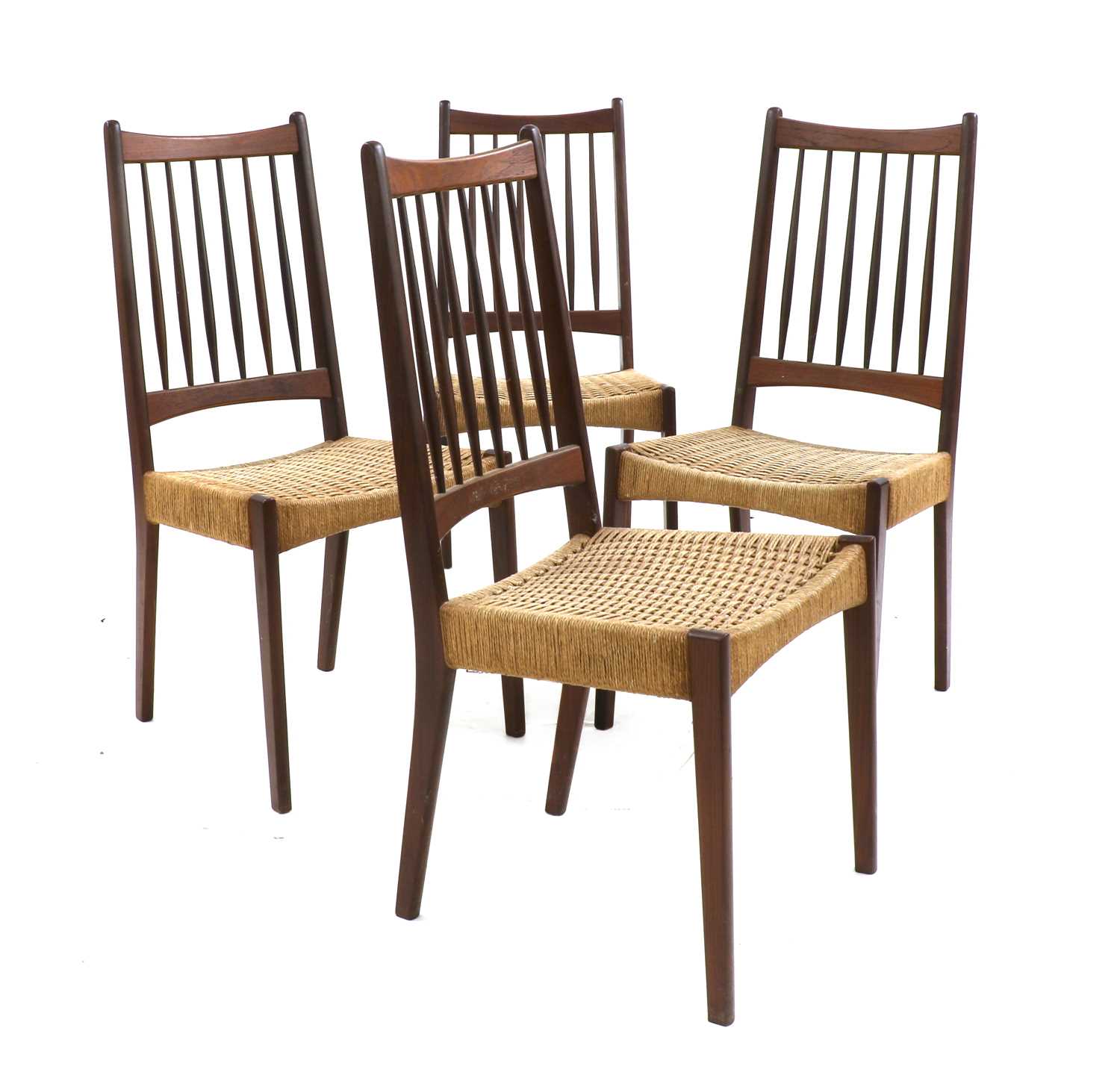 Lot 490 - A set of four Danish teak dining chairs