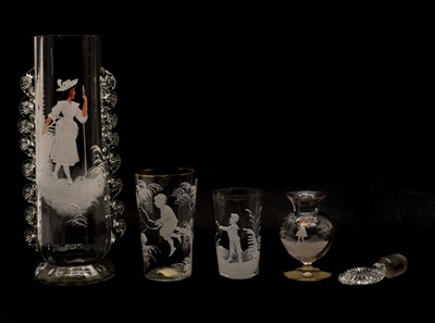 Lot 74 - A collection of clear glass 'Mary Gregory' items