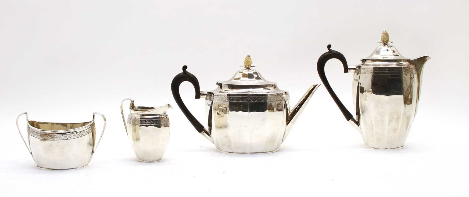 Lot 57 - A George V silver four-piece tea set