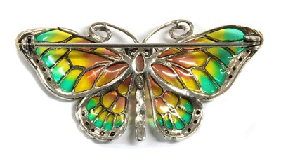 Lot 255 - A silver plique-à-jour enamel butterfly brooch
