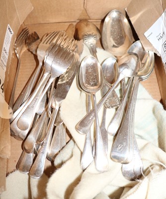 Lot 54 - A collection of Georgian and later silver flatware