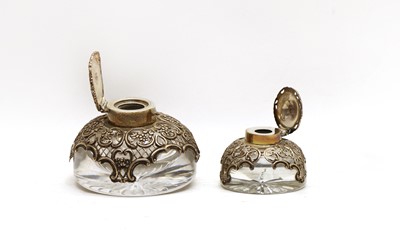 Lot 17 - A Victorian silver mounted glass inkwell