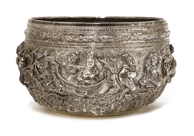 Lot 219 - A Burmese silver repoussé bowl