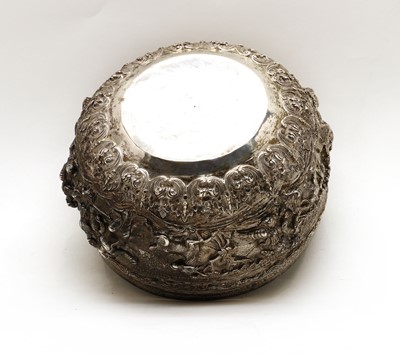 Lot 219 - A Burmese silver repoussé bowl