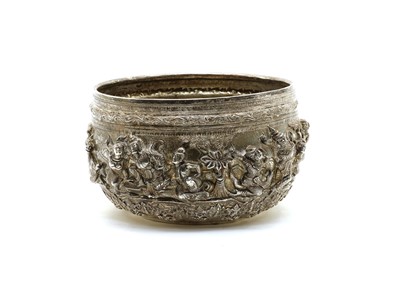 Lot 219 - A Burmese silver repoussé bowl