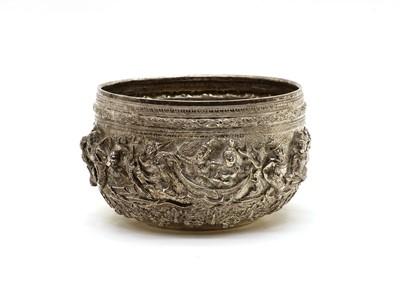 Lot 219 - A Burmese silver repoussé bowl