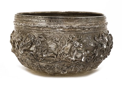 Lot 219 - A Burmese silver repoussé bowl