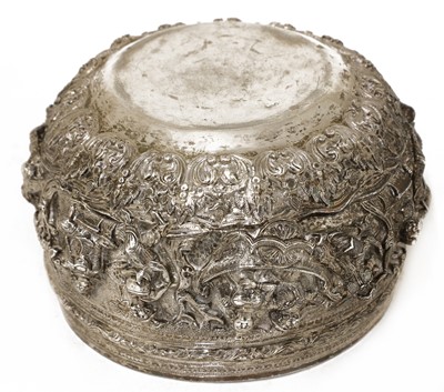 Lot 219 - A Burmese silver repoussé bowl