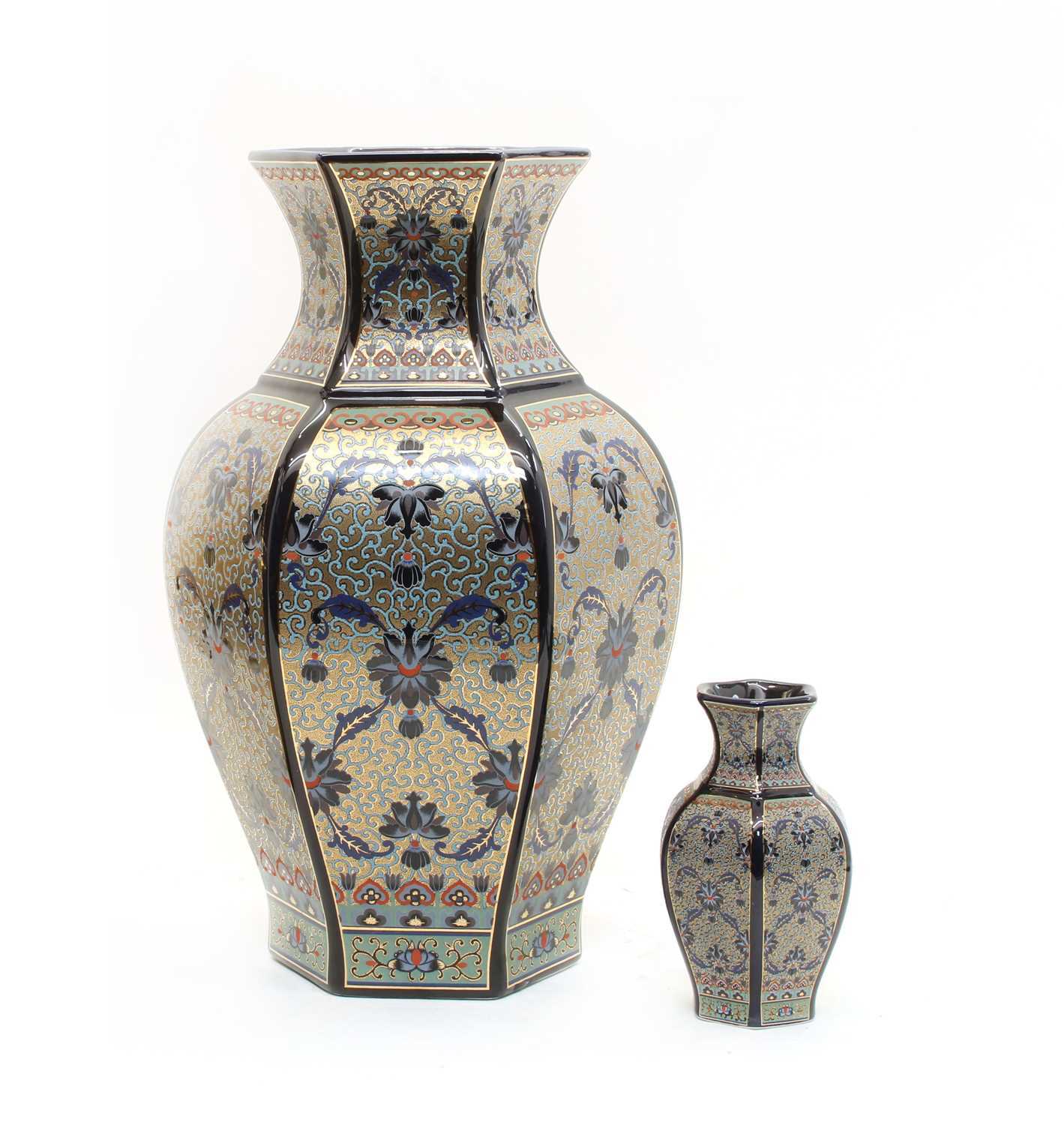 Lot 113 - A large blue glazed porcelain vase of Persian design