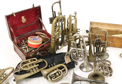 Lot 206 - A collection of 'trumpet family' instruments