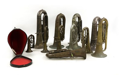 Lot 210 - A collection of tubas and euphoniums