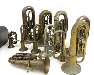 Lot 210 - A collection of tubas and euphoniums