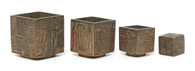 Lot 116 - A set of five fitted Chinese bronze seals