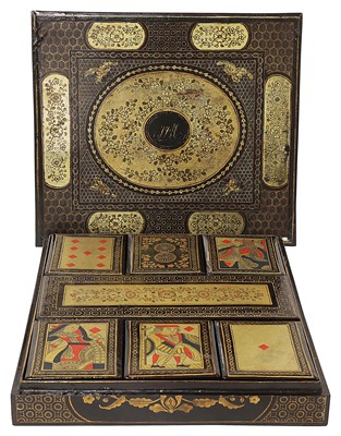 Lot 261 - A Chinese lacquered games box