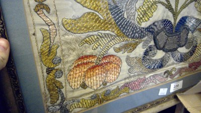 Lot 220 - An early Arts and Crafts silk needlework panel