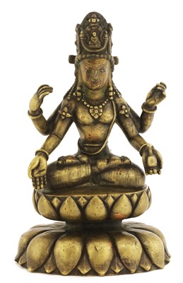 Lot 129 - A Chinese bronze bodhisattva