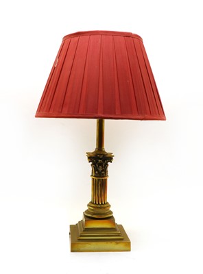 Lot 192 - A brass Corinthian column table lamp