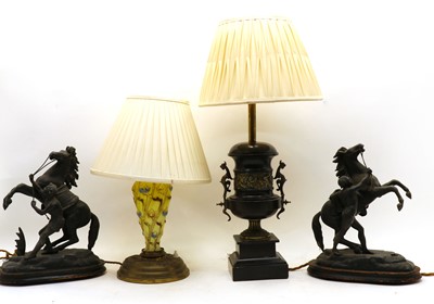 Lot 198 - A late Victorian glass table lamp