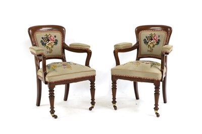 Lot 259 - A pair of 19th Century mahogany elbow chairs