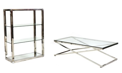 Lot 495 - A contemporary chrome coffee table