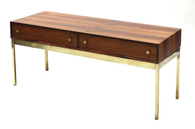 Lot 489 - A jacaranda and brass side table