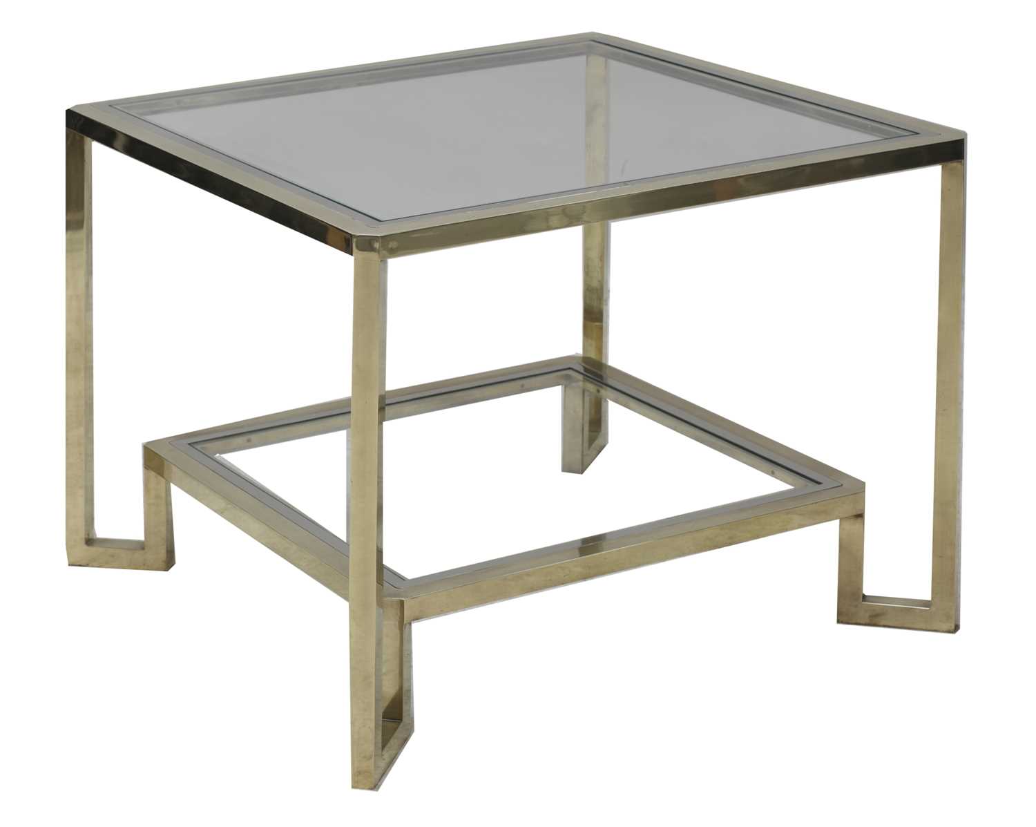 Lot 601 - A modern chrome and brass low side table