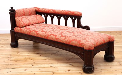 Lot 415 - A Victorian Gothic Revival mahogany chaise longue